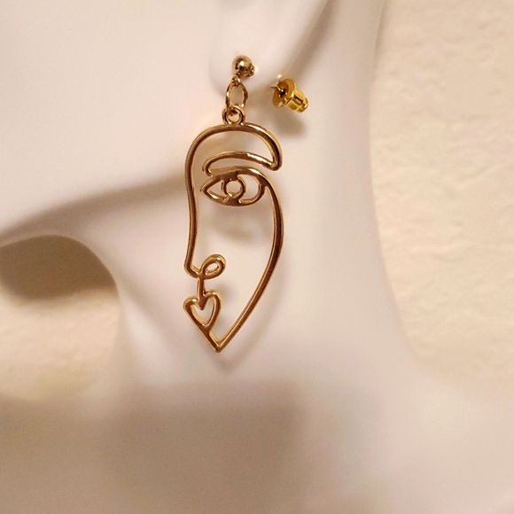 Abstract Face Earrings - Picture 3 of 3